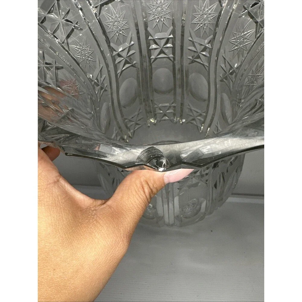 LAUSITZER BLEIKRISTALL CLEAR CUT LEAD CRYSTAL LEAD FOOTED VASE